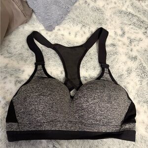 Seamless Heathered Sports Bra - Black and Gray